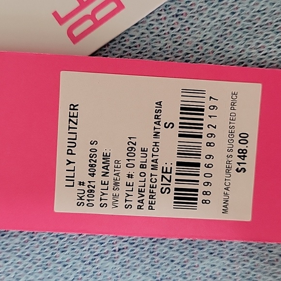 Lilly Pulitzer Vivie Sweater, Ravello Blue Perfect Match Intarsia, Small, NWT - Picture 11 of 15